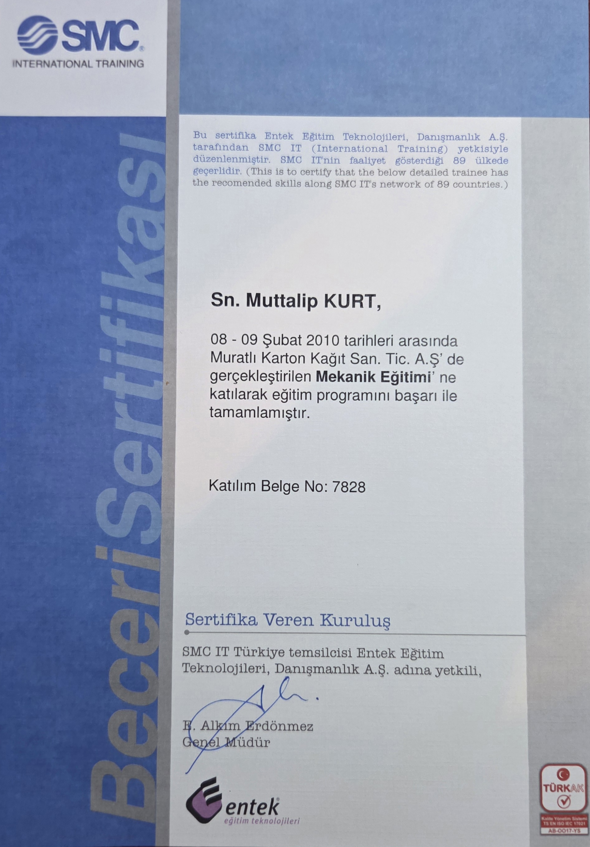 Mekanik Eğitimi Sertifikası